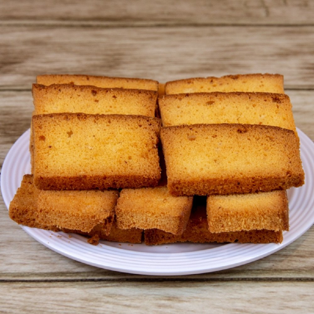 Eggless cake rusk