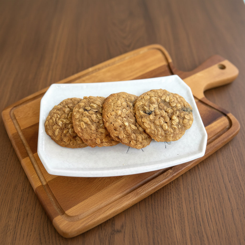 Tirupati Store Oatmeal cookies on a white paper-lined plate